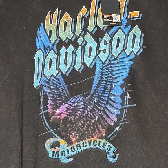 Large Womens Harley Davidson Tee Bleach Wash Neon - Picture 7 of 12